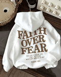 UrbanOutfits Women Oversized Hoodie White / Cotton-Fleece / S Faith Over Fear - Women Oversized Hoodie