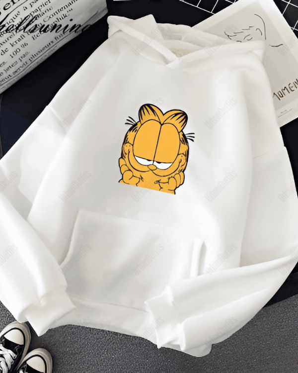 UrbanOutfits Women Oversized Hoodie White / Cotton-Fleece / S Garfield- Women Oversized Hoodie