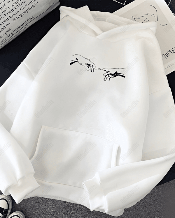 UrbanOutfits Women Oversized Hoodie White / Cotton-Fleece / S HANDS art - Women Oversized Hoodie