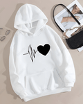 UrbanOutfits Women Oversized Hoodie White / Cotton-Fleece / S Heart - Women Oversized Hoodie