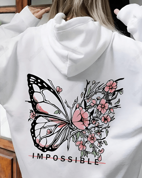 UrbanOutfits Women Oversized Hoodie White / Cotton-Fleece / S Impossible - Women Oversized Hoodie