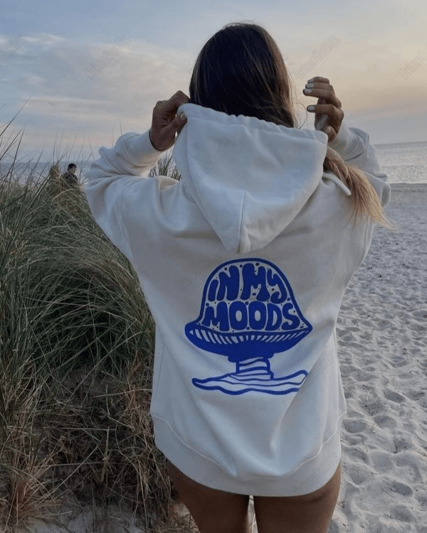 UrbanOutfits Women Oversized Hoodie White / Cotton-Fleece / S In my moods - Women Oversized Hoodie