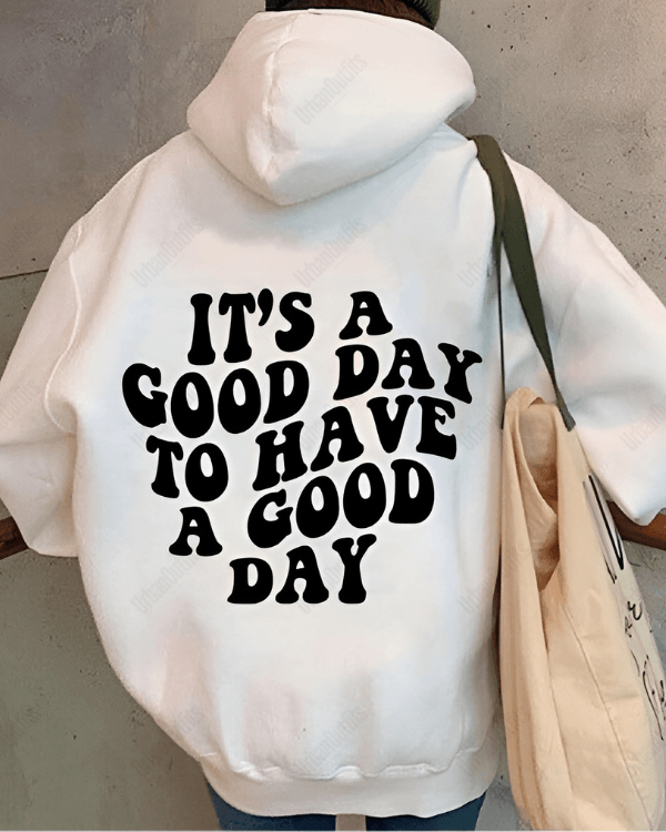 UrbanOutfits Women Oversized Hoodie White / Cotton-Fleece / S It's a good day to have a good day - Women Oversized Hoodie