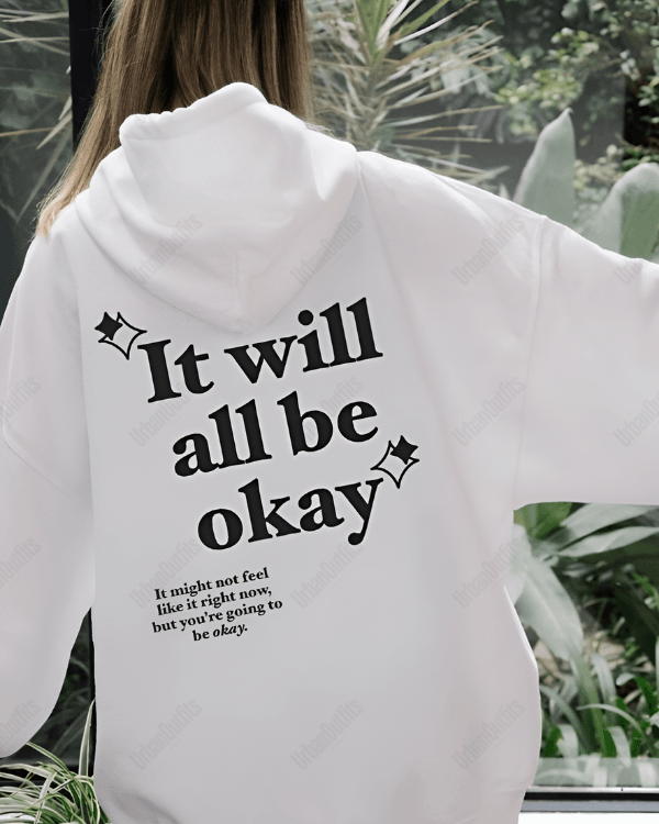 UrbanOutfits Women Oversized Hoodie White / Cotton-Fleece / S It will be Okay - Women Oversized Hoodie