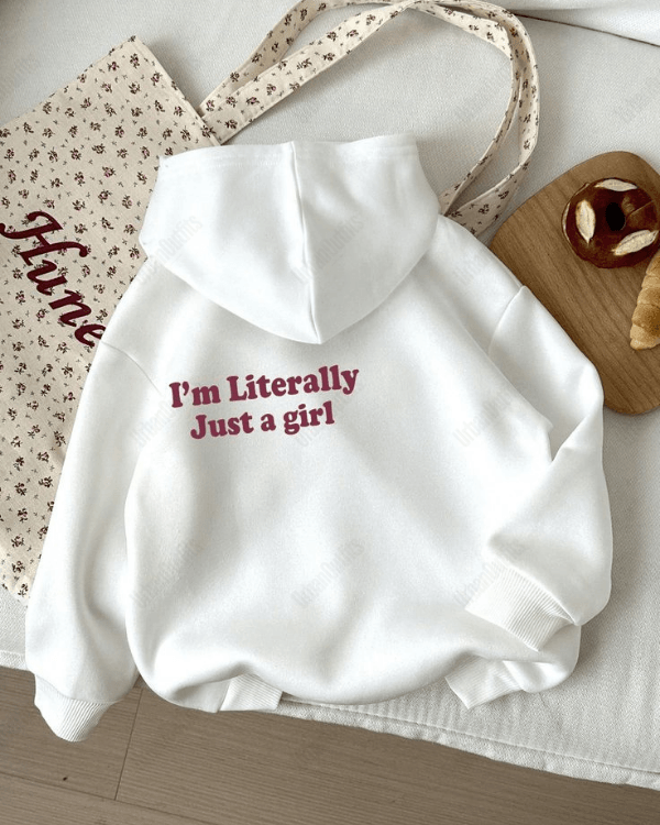 UrbanOutfits Women Oversized Hoodie White / Cotton-Fleece / S Just a Girl- Women Oversized Hoodie