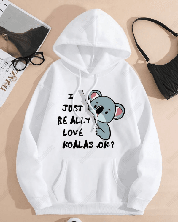 UrbanOutfits Women Oversized Hoodie White / Cotton-Fleece / S Koala - Women Oversized Hoodie