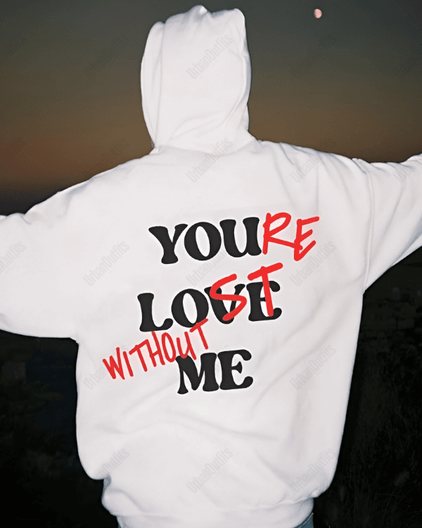 UrbanOutfits Women Oversized Hoodie White / Cotton-Fleece / S Lost without me - Women Oversized Hoodie