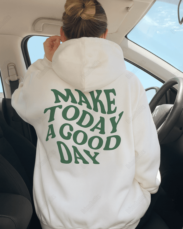 UrbanOutfits Women Oversized Hoodie White / Cotton-Fleece / S Make today a good day - Women Oversized Hoodie