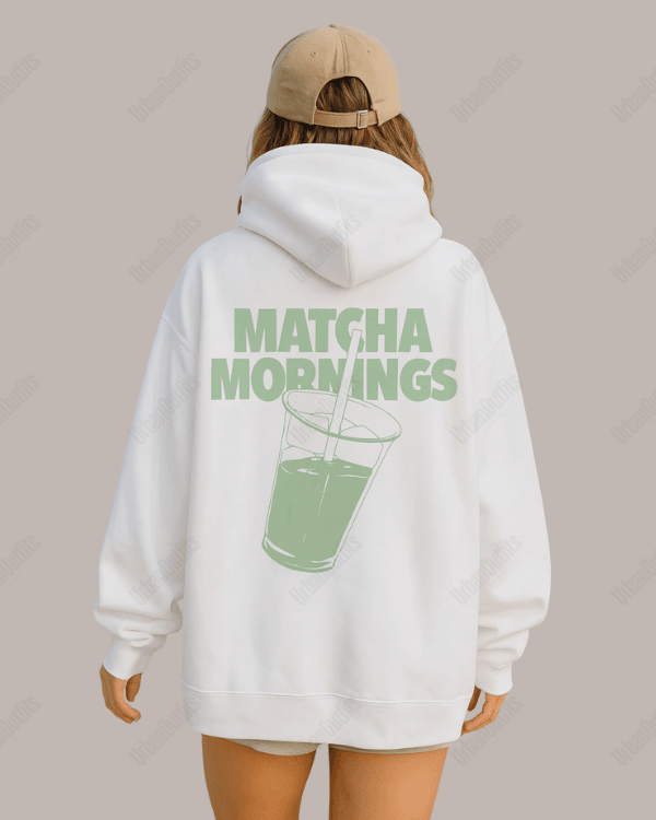 UrbanOutfits Women Oversized Hoodie White / Cotton-Fleece / S Matcha Mornings - Women Oversized Hoodie
