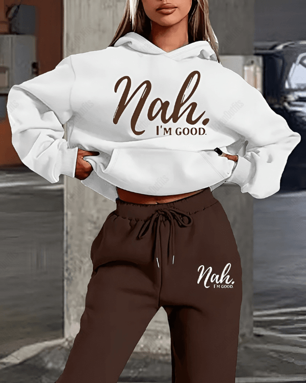 UrbanOutfits Women Oversized Hoodie White / Cotton-Fleece / S NAH I'M GOOD - Women Oversized Hoodie