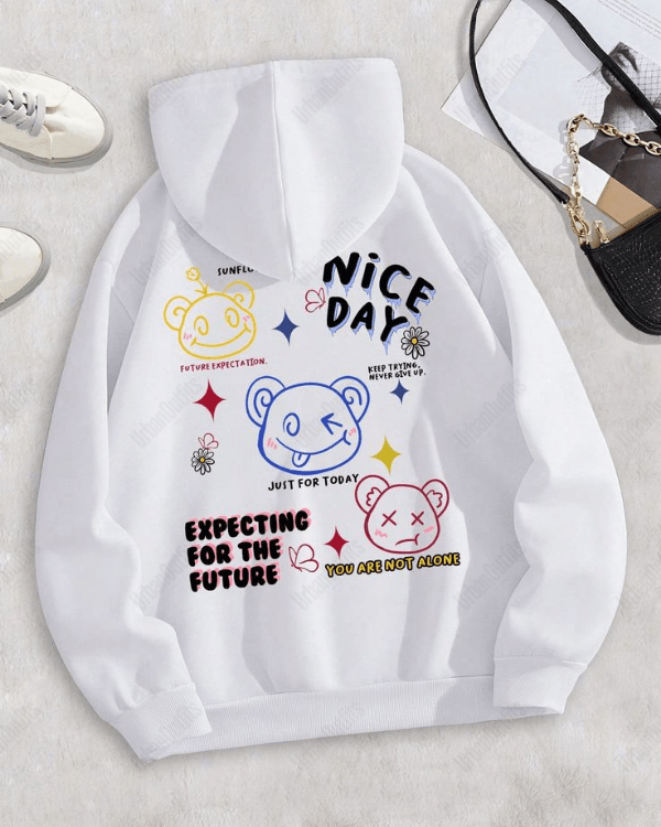 UrbanOutfits Women Oversized Hoodie White / Cotton-Fleece / S Nice day - Women Oversized Hoodie