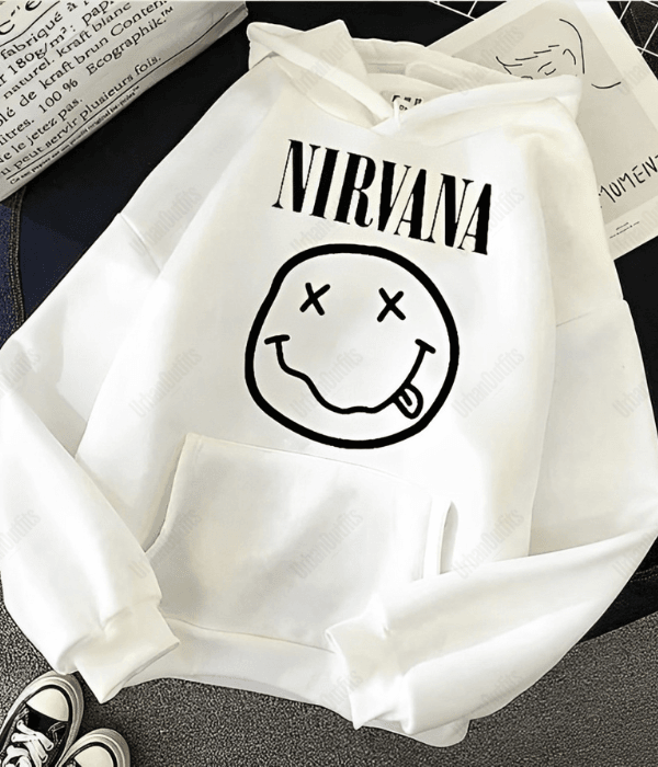 UrbanOutfits Women Oversized Hoodie White / Cotton-Fleece / S ' Nirvana ' Women Oversized Hoodie