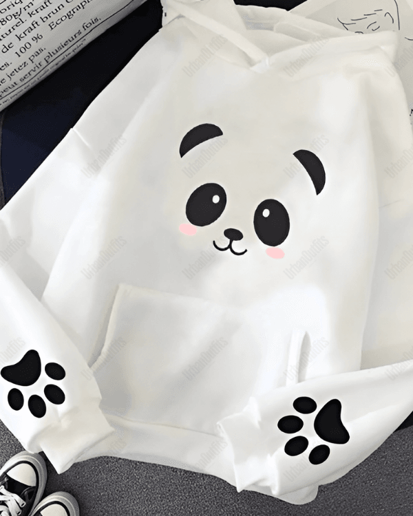 UrbanOutfits Women Oversized Hoodie White / Cotton-Fleece / S Panda - Women Oversized Hoodie