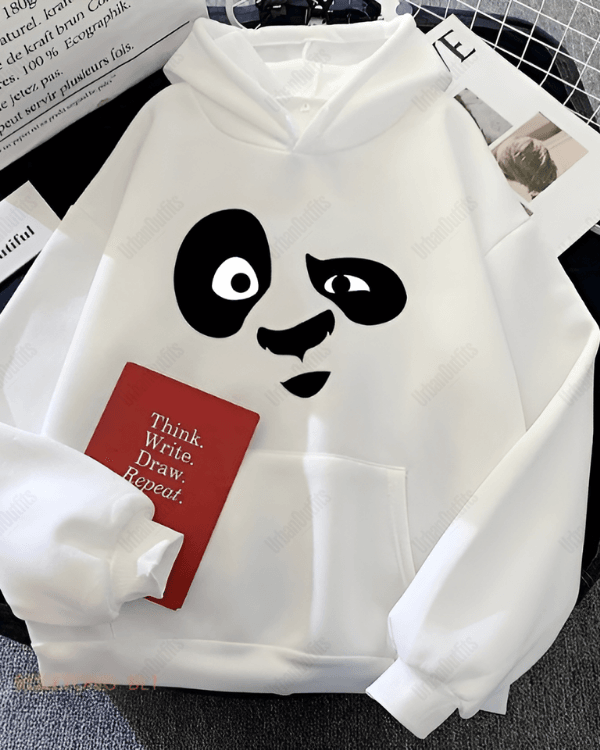 UrbanOutfits Women Oversized Hoodie White / Cotton-Fleece / S Panda- Women Oversized Hoodie