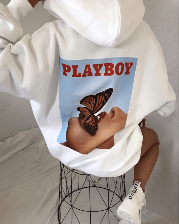 UrbanOutfits Women Oversized Hoodie White / Cotton-Fleece / S PlayBo(y) - Women Oversized Hoodie
