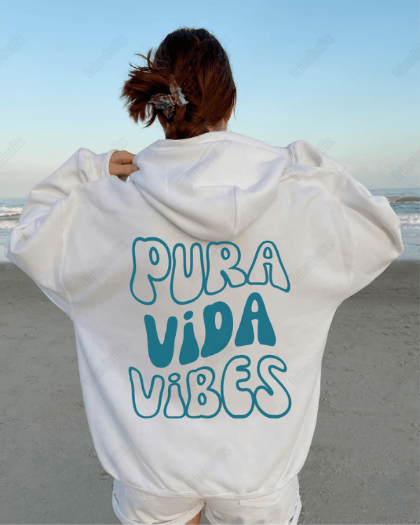 UrbanOutfits Women Oversized Hoodie White / Cotton-Fleece / S Pura vida vibes - Women Oversized Hoodie