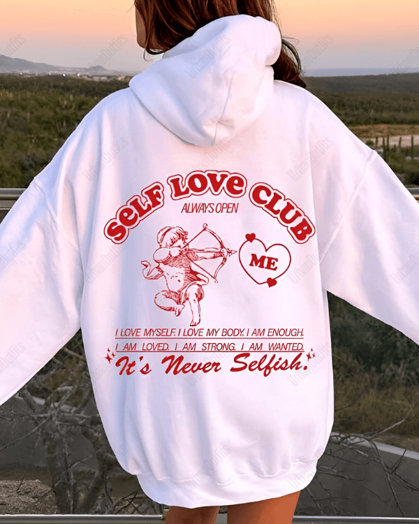 UrbanOutfits Women Oversized Hoodie White / Cotton-Fleece / S Self Love club - Women Oversized Hoodie