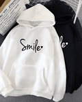 UrbanOutfits Women Oversized Hoodie White / Cotton-Fleece / S Smile - Women Oversized Hoodie