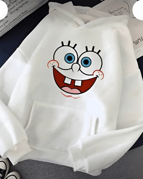 UrbanOutfits Women Oversized Hoodie White / Cotton-Fleece / S SpongeBob - Women Oversized Hoodie