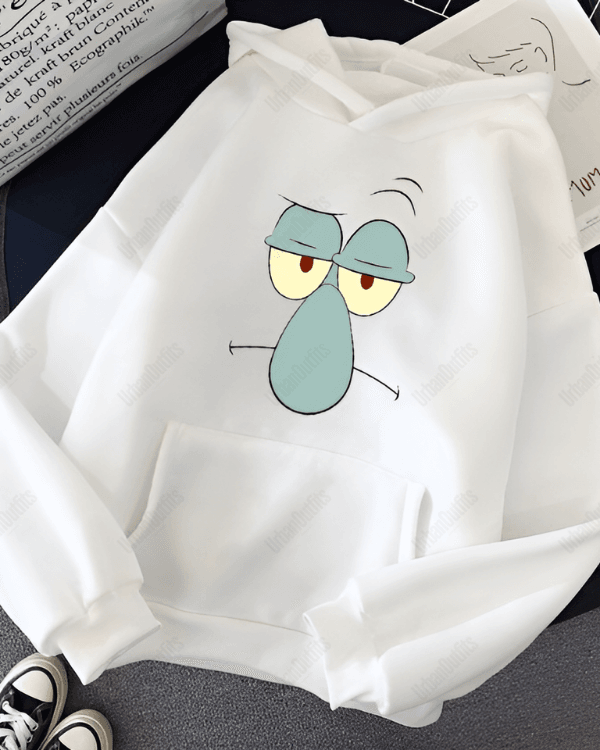 UrbanOutfits Women Oversized Hoodie White / Cotton-Fleece / S Squidward- Women Oversized Hoodie