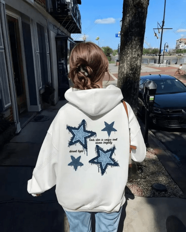 UrbanOutfits Women Oversized Hoodie White / Cotton-Fleece / S Stars- Women Oversized Hoodie