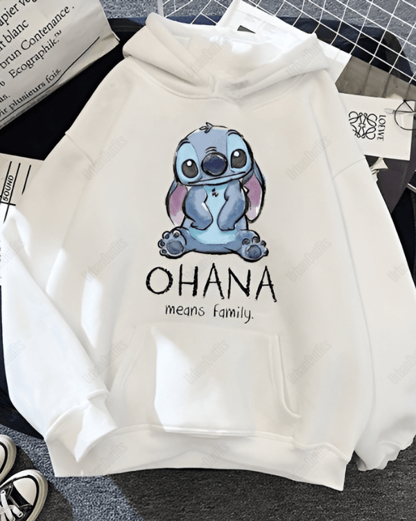 UrbanOutfits Women Oversized Hoodie White / Cotton-Fleece / S Stitch Ohana - Women Oversized Hoodie