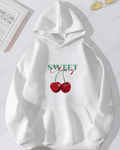 UrbanOutfits Women Oversized Hoodie White / Cotton-Fleece / S Sweet Cherry - Women Oversized Hoodie