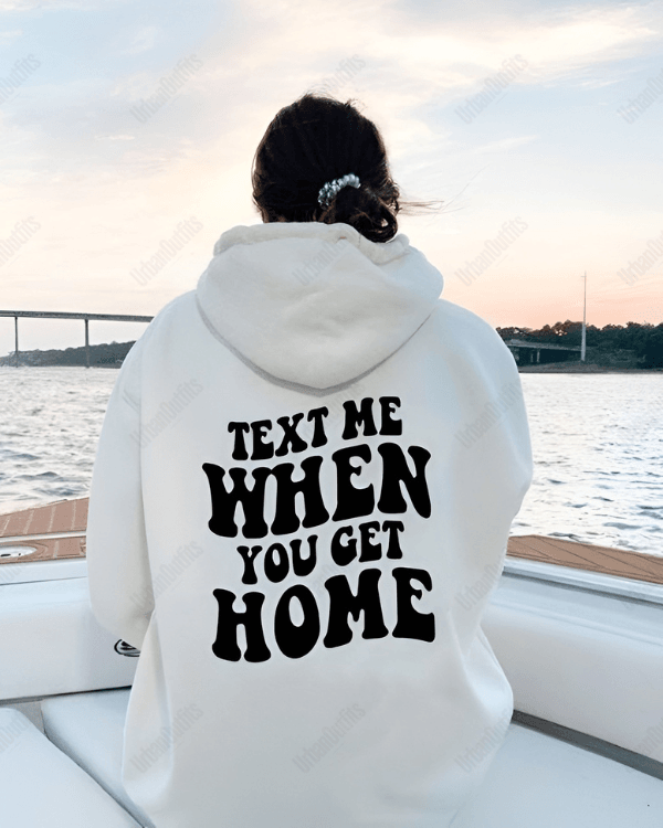 UrbanOutfits Women Oversized Hoodie White / Cotton-Fleece / S Text me - Women Oversized Hoodie