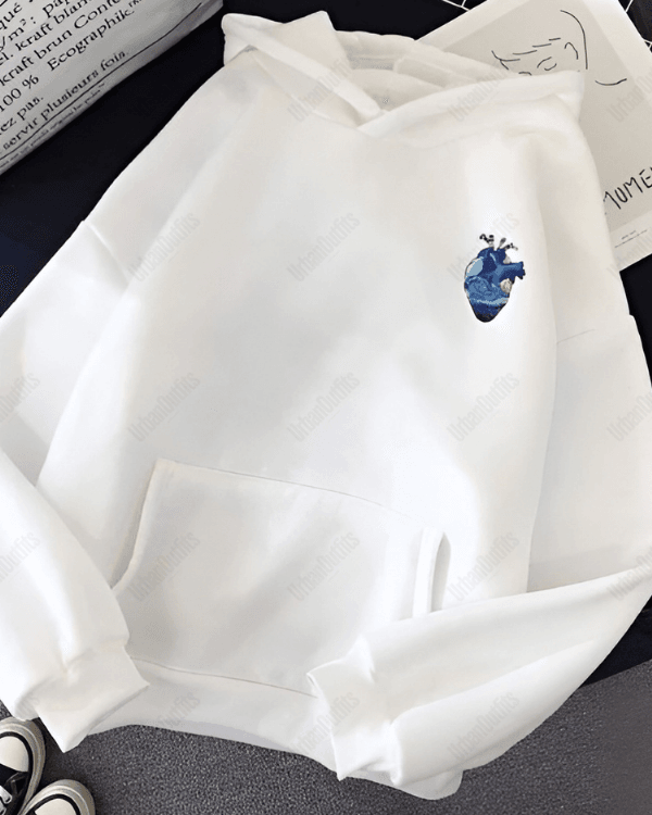 UrbanOutfits Women Oversized Hoodie White / Cotton-Fleece / S Van gogh heart - Women Oversized Hoodie