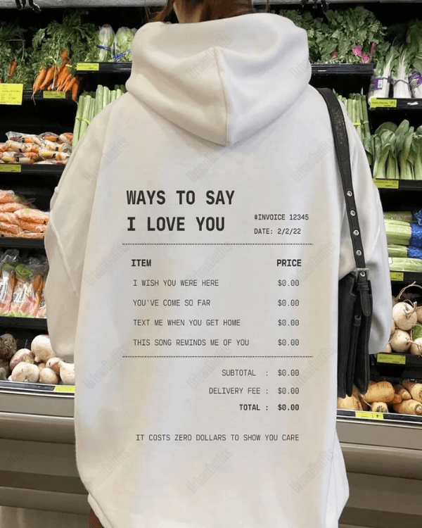 UrbanOutfits Women Oversized Hoodie White / Cotton-Fleece / S Ways to say i love u - Women Oversized Hoodie