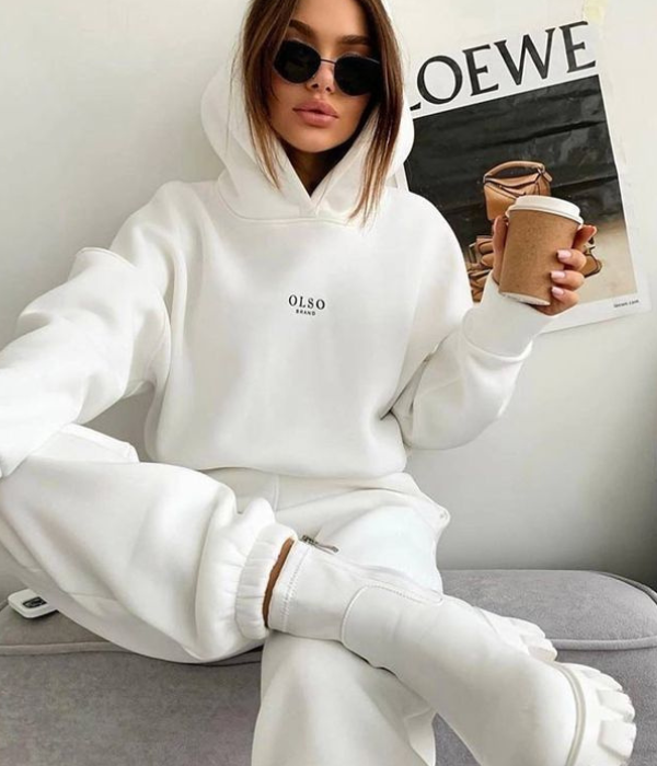 UrbanOutfits Women Oversized Hoodie White / Cotton-Fleece / S Women Oversized Set ( Hoodie + Sweatpant )