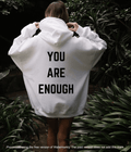 UrbanOutfits Women Oversized Hoodie White / Cotton-Fleece / S 'You are enough 'Women Oversized Hoodie