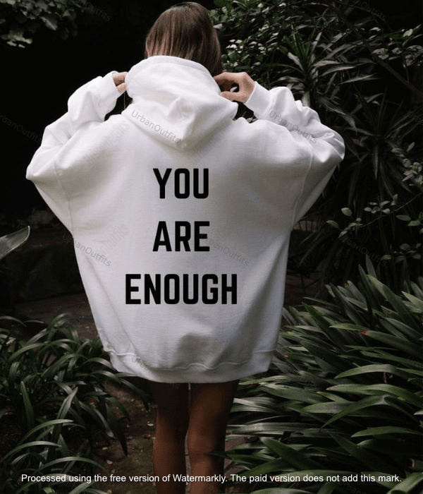 UrbanOutfits Women Oversized Hoodie White / Cotton-Fleece / S 'You are enough 'Women Oversized Hoodie