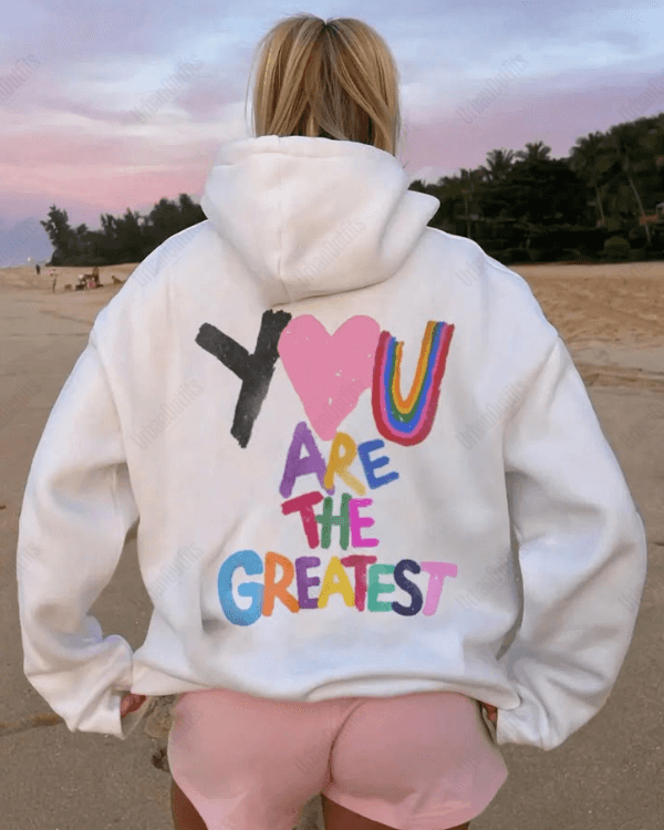 UrbanOutfits Women Oversized Hoodie White / Cotton-Fleece / S You are the greatest - Women Oversized Hoodie