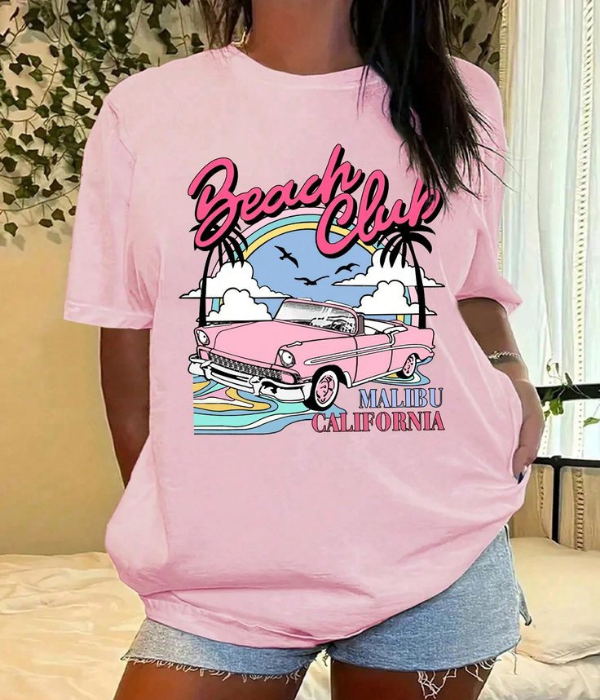 UrbanOutfits Women Oversized T-shirt Baby pink / S Beach Club - Women Oversized T-shirt