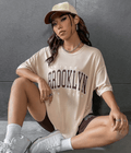 UrbanOutfits Women Oversized T-shirt Beige / S Brooklyn 1898 Women Oversized T-shirt