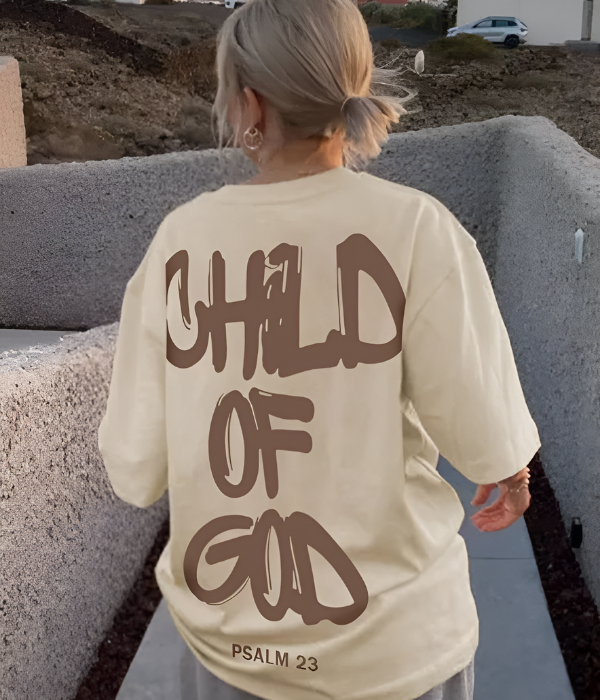 UrbanOutfits Women Oversized T-shirt Beige / S ' CHILD OF GOD ' Women Oversized T-shirt
