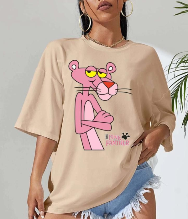 UrbanOutfits Women Oversized T-shirt Beige / S Pink Panther Women Oversized T-shirt