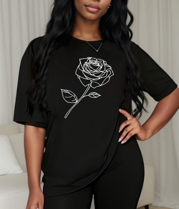 UrbanOutfits Women Oversized T-shirt Black / Cotton / S Flower Oversized T-Shirt