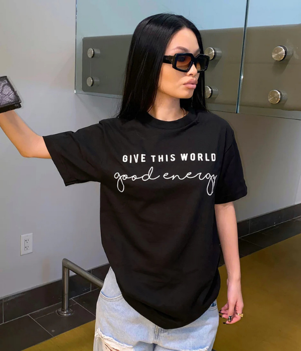 UrbanOutfits Women Oversized T-shirt Black / Cotton / S Good Energy Women Oversized T-Shirt