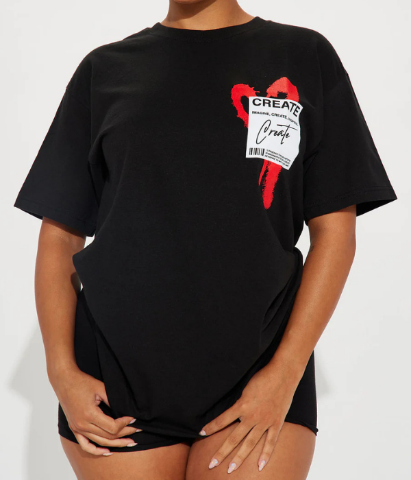 UrbanOutfits Women Oversized T-shirt Black / Cotton / S Heart Women Oversized T-Shirt