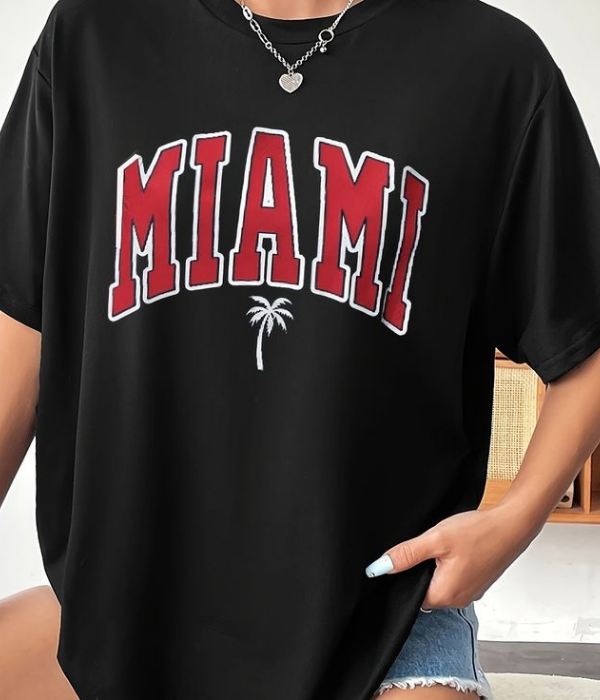 UrbanOutfits Women Oversized T-shirt Black-red / S Miami Oversized T-Shirt