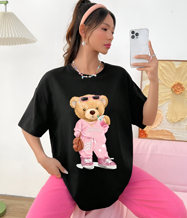 UrbanOutfits Women Oversized T-shirt Black / S Bear Women Oversized T-shirt