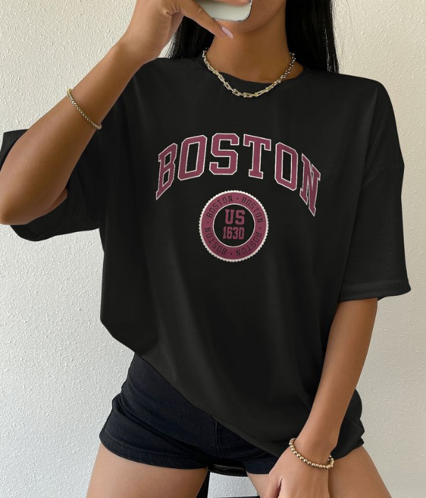 UrbanOutfits Women Oversized T-shirt Black / S ' Boston ' Women Oversized T-shirt
