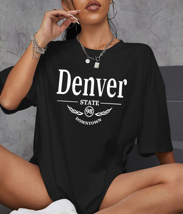 UrbanOutfits Women Oversized T-shirt Black / S ' DENVER ' Women Oversized T-shirt