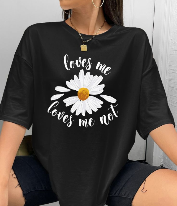 UrbanOutfits Women Oversized T-shirt Black / S FLOWER- Women Oversized T-shirt