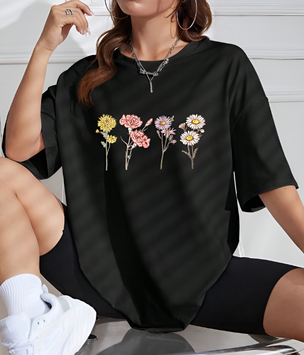 UrbanOutfits Women Oversized T-shirt Black / S FLOWERS Women Oversized T-shirt