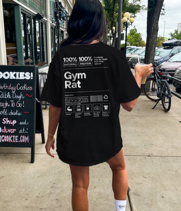 UrbanOutfits Women Oversized T-shirt Black / S ' GYM RAT ' Women Oversized T-shirt