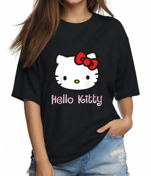 UrbanOutfits Women Oversized T-shirt Black / S HELLO KITTY - Women Oversized T-shirt