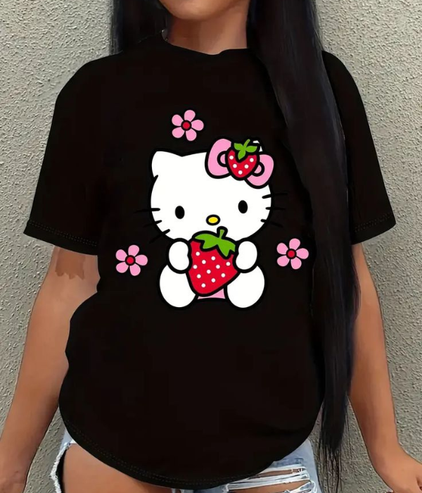 UrbanOutfits Women Oversized T-shirt Black / S HELLO KITTY - Women Oversized T-shirt